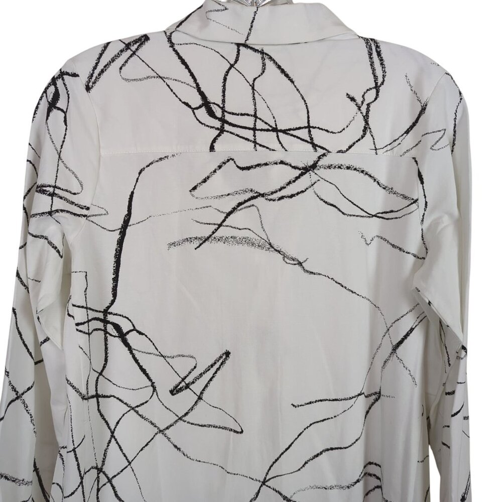 Wynne Layers long sleeve black white geometric high low Tunic button front sz XS - Picture 5 of 13